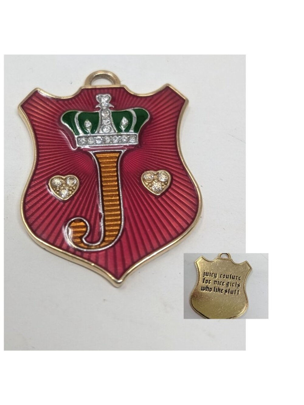Vintage Juicy Couture Pendant Pink Crown J Initial Y2K